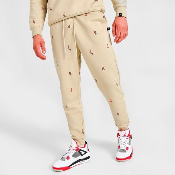 Jordan Essentials Holiday All Over Print Men's Fleece Pants Sweatpants Jogger - Picture 2 of 8